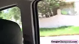 😈 cougars go wild sucking and fucking young stud's big rod in bisexual foursome!