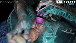 latex tattooed babe explodes in anal orgasm prolapse gape
