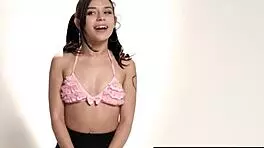 Cute petite brunette teen fingers wet pussy solo masturbation small tits orgasm