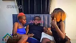 Bratty babes share throbbing big black cock threesome