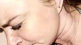 Blonde babe sucks huge cock in bedroom then gets wet pussy pounded