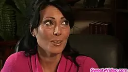 lesbian milf licks employee's pussy in office tribbing