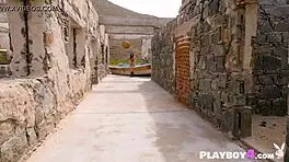 Sexy petite redhead babe strips from lingerie in hot teasing dance