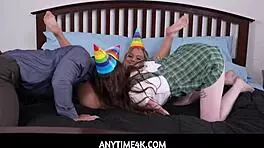 Hot group threesome celebrates birthday with intense fun