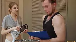 tattooed russian babe pays debt with raw pussy fuck 😈