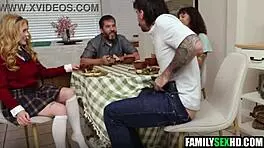 Blonde teen slut teases and sucks stepsis boyfriend's cock