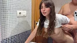 hairy pussy creampie quickie as stepdad fills her while friends wait nearby