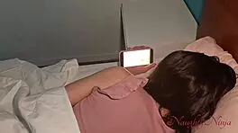 Fat granny visits so share bed with sexy stepsis for creampie doggystyle