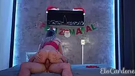 Christmas night anal stretches tight asshole to tears