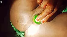 Village housewife's wet pussy stuffed with huge cucumber 😍 cumshot fun!