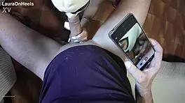 Stunning Milf in Pantyhose Heels Worships Massive Cock with Gagging Deepthroat Swallowing Load