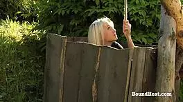 bound lesbian slave chained and whipped in brutal garage domination