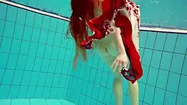 Hot Underwater Teen Marketa in Bikini Pool Play