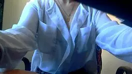 Hot secretary strips miniskirt no panties and fingers wet pussy moaning