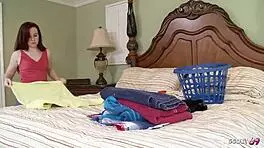 tiny redhead virgin teen masturbates hairy pussy with vibrator to squirting orgasm alone