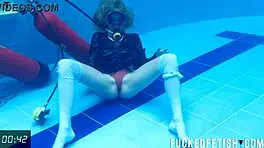 Horny SKINNY SLUT Ashlee Rose in Wet UNDERWATER DRESS Tease