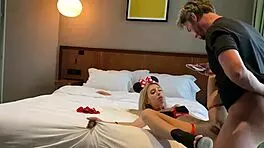 Minnie Plays with Dildo in Lingerie Before Cameraman Fucks Her Hard