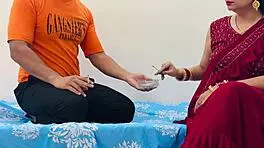 cute saree babe smokes then rides for rough hardcore pounding