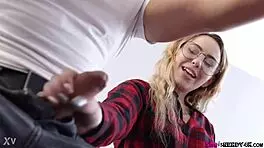 blonde nerdy babe ditches books for hot hookup full scene