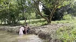 curly blonde takes huge bbc outdoors in lingerie 😏