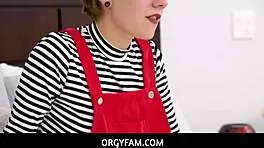 dakota burns calms stress with intense group orgy action