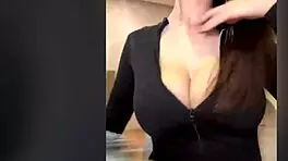Busty Stepmom Teases with Massive Natural Tits Display