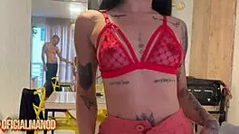 After club dragged skinny tattooed Brazilian teen home for raw anal POV squirting