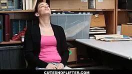 petite shoplifter teen fucked hard by security officer