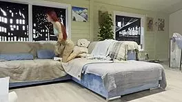 Sandy's Petite Pussy Unpacks Tests New Toy Fuck Cumshot On Tummy Redhead Girlfriend