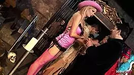 Cosplay orgy bangs two busty MILFs Jasmine Black and Tarra White hard at museum