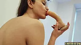 cute latina girlfriend twerks shaved pussy on cuckold facesitting doll 💦🍑