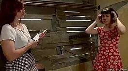 redhead lezdom mistress strapon anal fucks bound asian teen 😈🔗