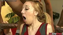 Petite blonde teen gangbanged by huge black cocks
