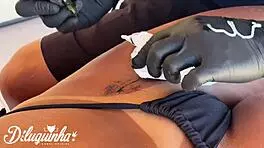 tattooed brazilian teen pays tattooist with wet pussy 😈