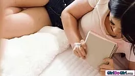 Tall Busty Babe Facesits Petite Asian Roommate Sensually