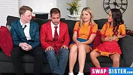 Teens beg to watch group cock action for quick cash swaps