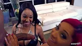 yo these two curvy ebony bbw bitches with saggy tits ride black monster cock ffm! 🍆💦