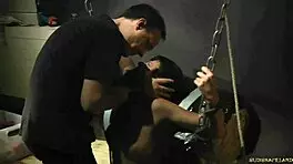 Short hair teen endures rough bdsm with candle wax tits and spanking punishment