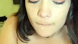 hot brunette teases and strokes cock backstage lover style