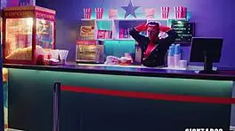 cinema thrill has athena faris moaning softly on boyfriend's lap ride