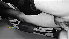 sexy latina neighbor in short dress gets terrace loving from lover