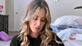 petite cute blonde milf sneaks wand into pussy at masked costume party