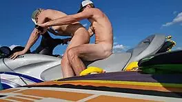 i love how my skinny athletic babe rides hard on jet ski