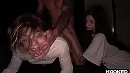 bending way back lets him pound her throat deep and rough