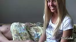 perfect morning quickie with cute blonde ending in cum on tight ass
