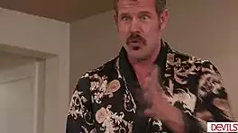 wife sneaks sloppy threesome licks with husband's big-titted mistress