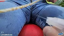 Omg Skinny Babe's Huge Cameltoe Thigh Gap Natural Boobs Heels