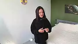 Busty virgin's first pov ride ends in massive cumshot explosion