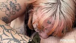 tatuada bbw deedee slurps cock between her huge pierced tits 😍💦