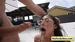 Sona Bella's Wet Deepthroat on Monster Cock by Pool